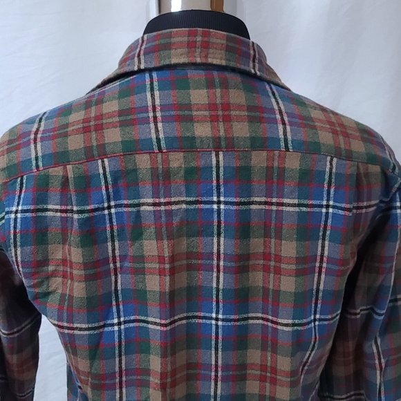 Vtg Pendleton Mens Medium Brown Stripe Long Sleeve Button Wool Flannel Shirt - Picture 8 of 12